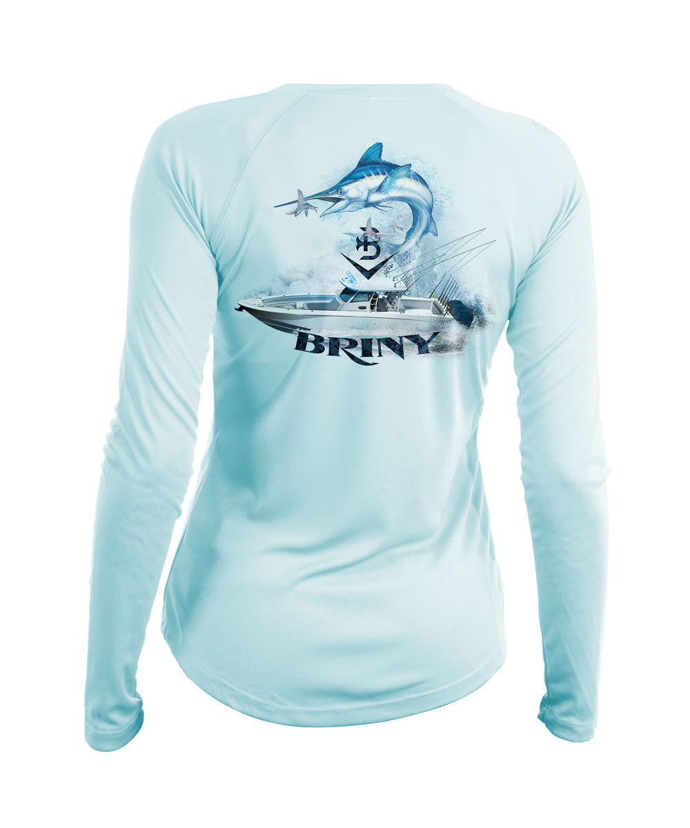 SeaGuard™ White Marlin Womens long sleeve fishing shirt – BRINY