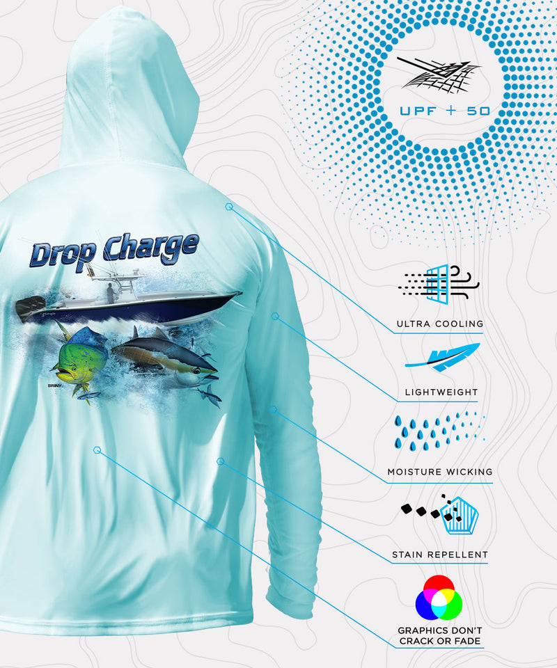 BRINY Custom Fishing Shirt Hooded Long Sleeve BARRICADE™ // UPF 50+