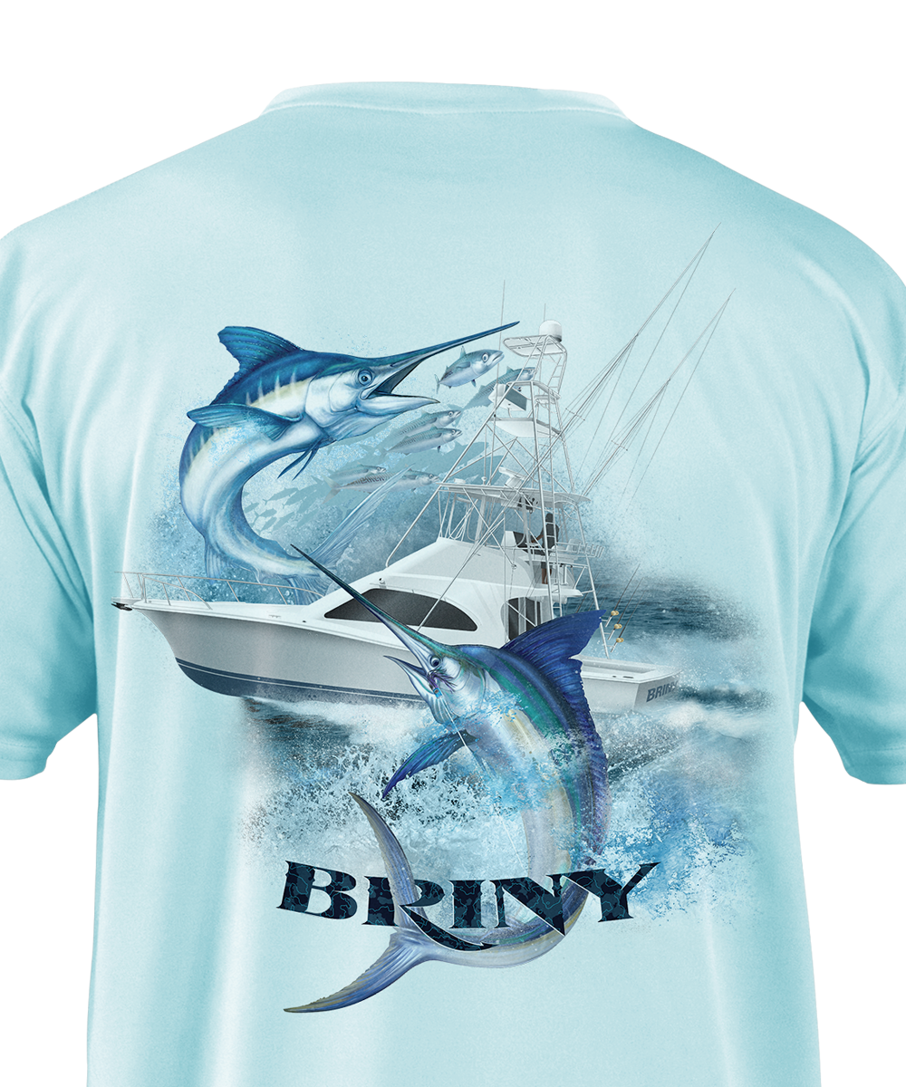 SeaGuard Dually Marlin Mens Short Sleeve Fishing Shirt M