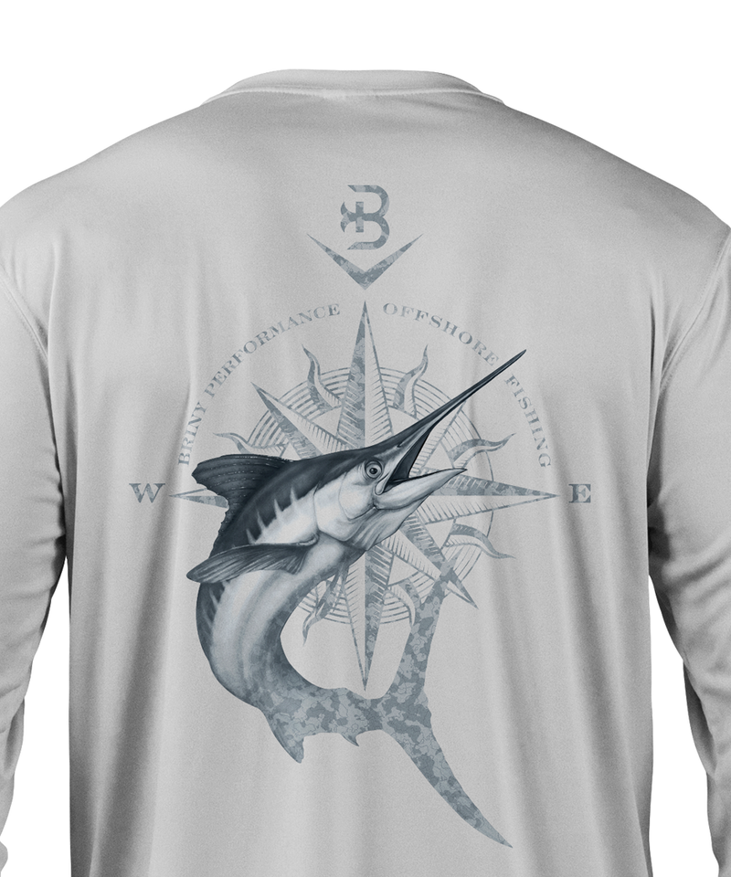 SeaGuard Marlin Compass Mens Performance Fishing Shirt M