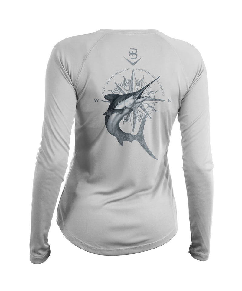 SeaGuard Marlin Compass Womens Long Sleeve Fishing Shirt L