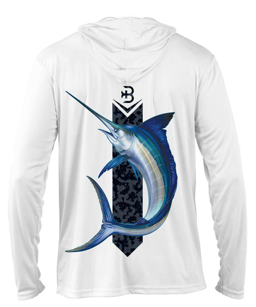 Barricade Marlin Youth Fishing Shirt with Hood M / Ghost White