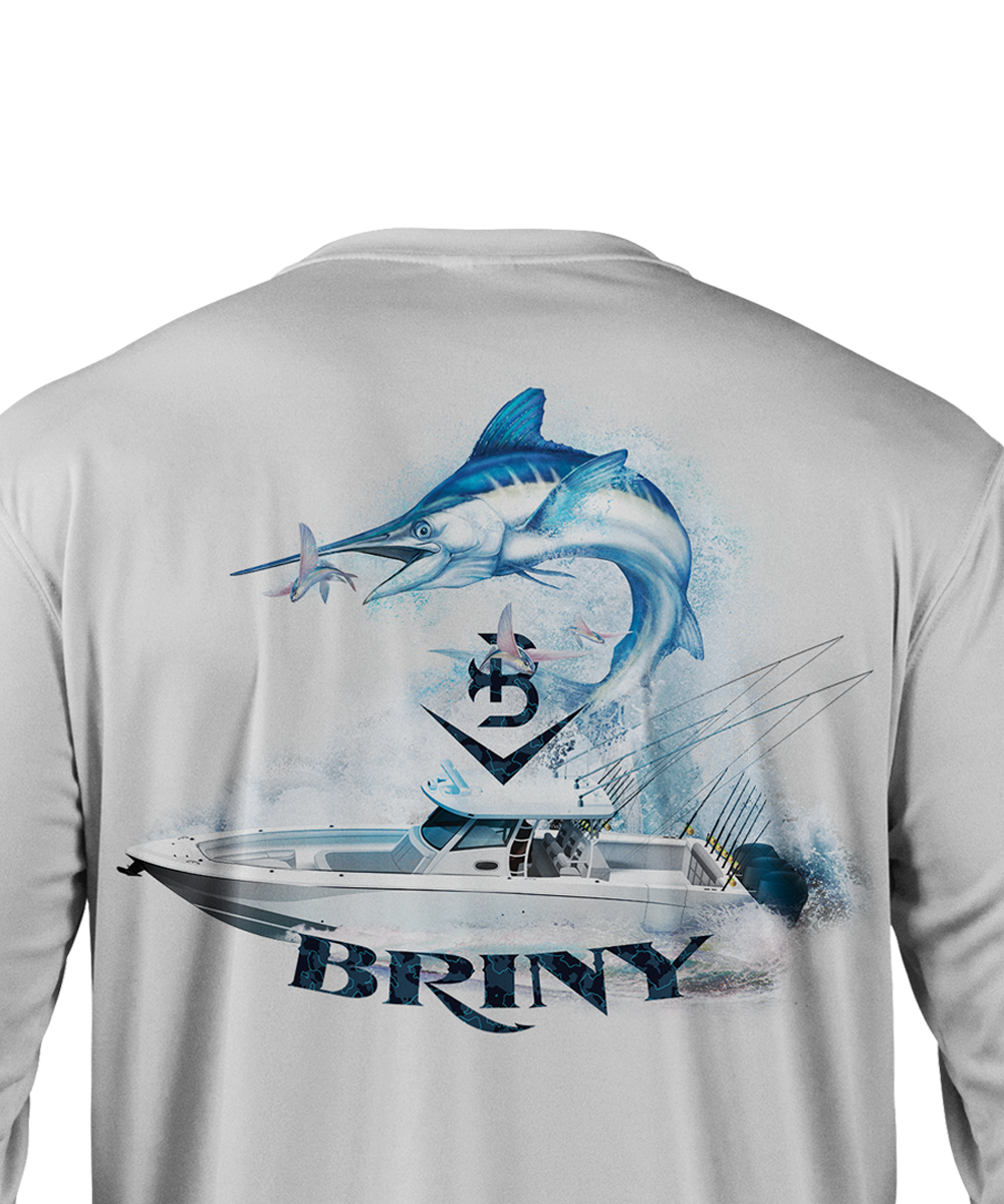 SeaGuard White Marlin Mens Performance Fishing Shirt L